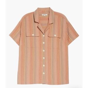 Madewell NWT Stripe Stretch Cotton & Linen‎ Camp Shirt Size 1X & 2X MSRP $79.50